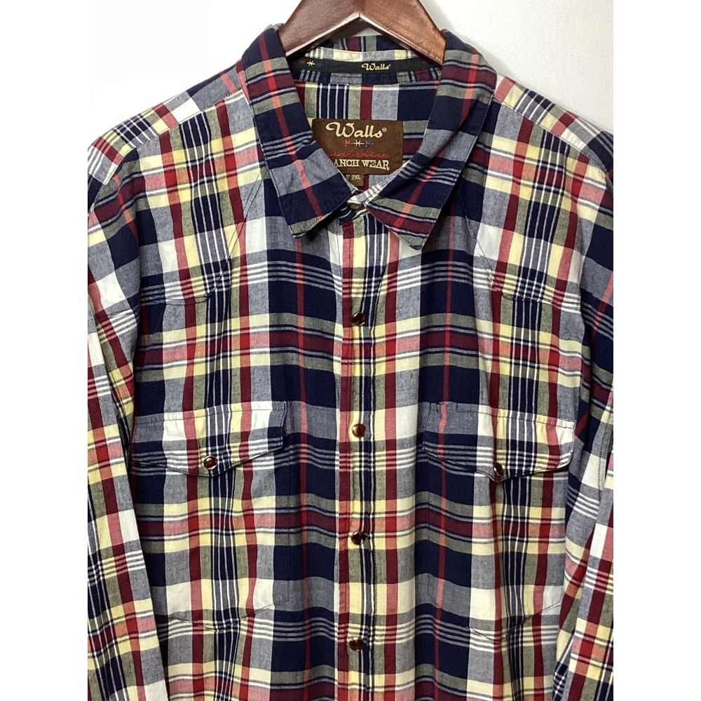 Walls Ranch Wear XXL Plaid Shirt Long Sleeve Button Front‎ Workwear Western